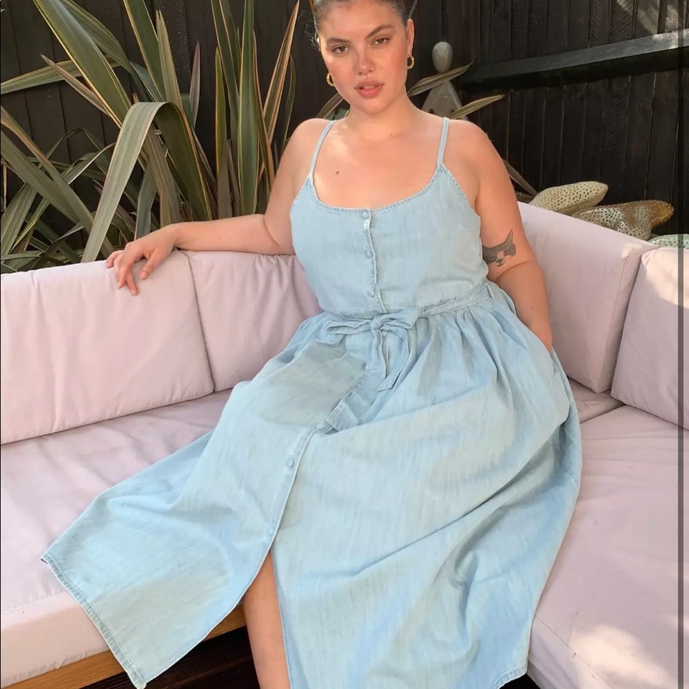 Asos Denim Wash Midi Dress Sz18